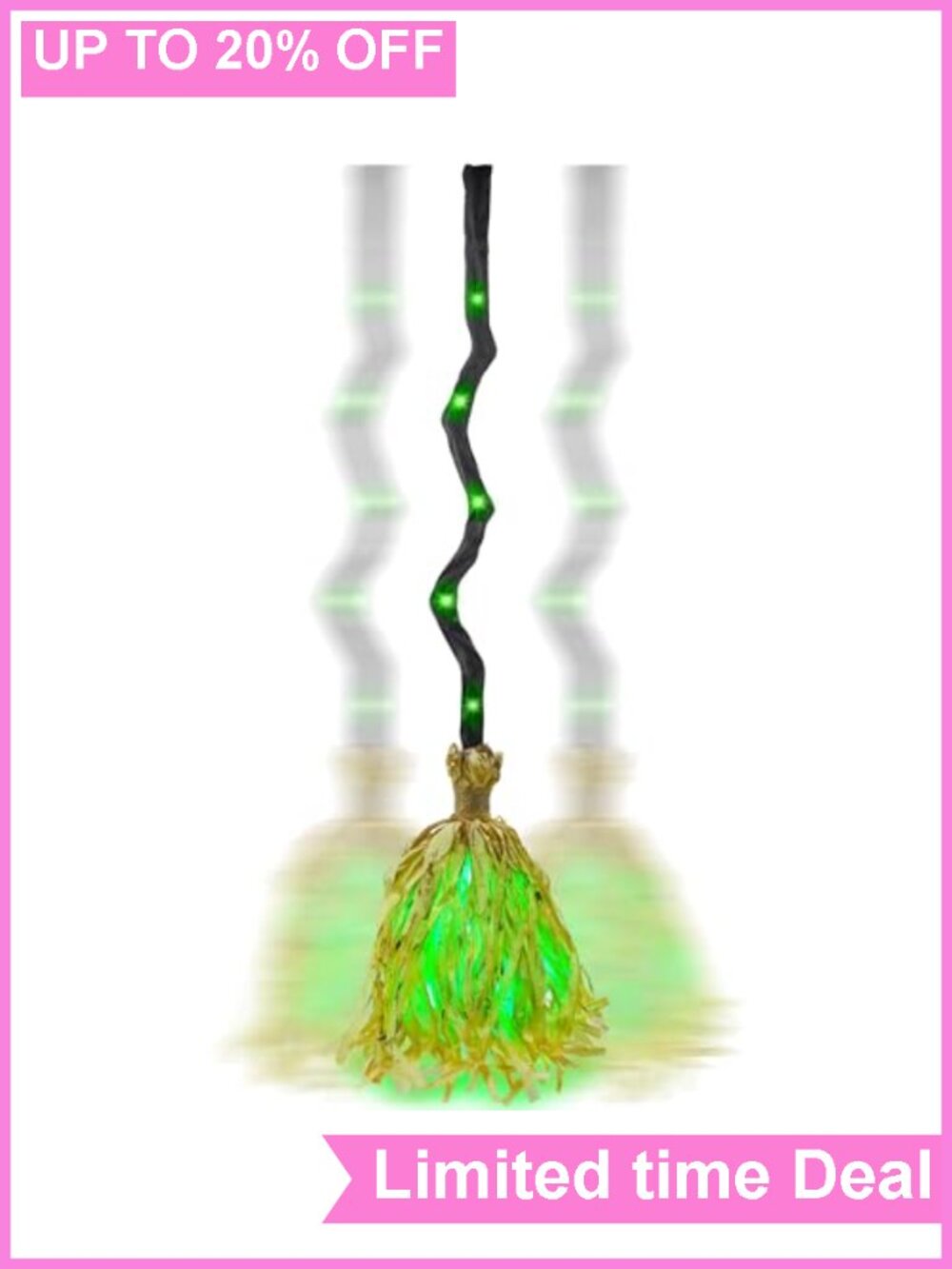 35" Animated Witches Broom Halloween Decor Magic Broomstick